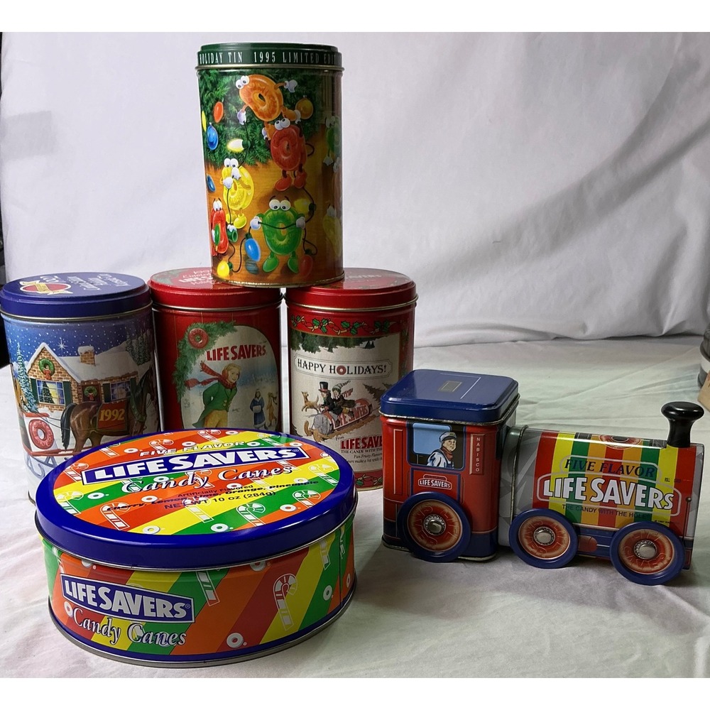 Vintage Life Savers Christmas Keepsake Tin Lot Train 1989 1991 1992 1995